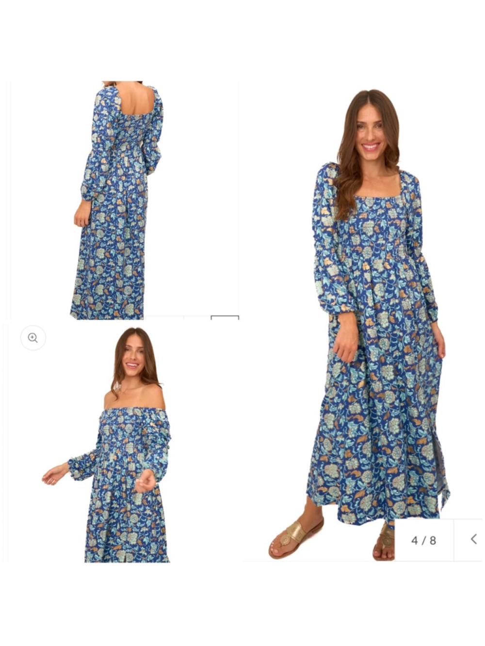 NWT Cabana Life Floral Maxi Dress Blue Gold Size M